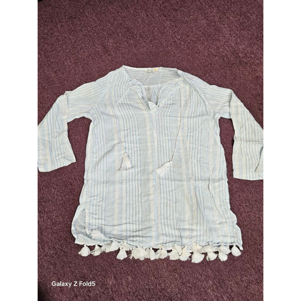 Women's C&C California Striped Tunic L White Blue